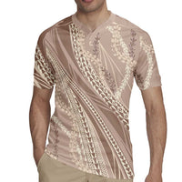 Polynesian Puakeniken Pikake Twisted Lei Rugby Jersey Beige - Polynesian Pride