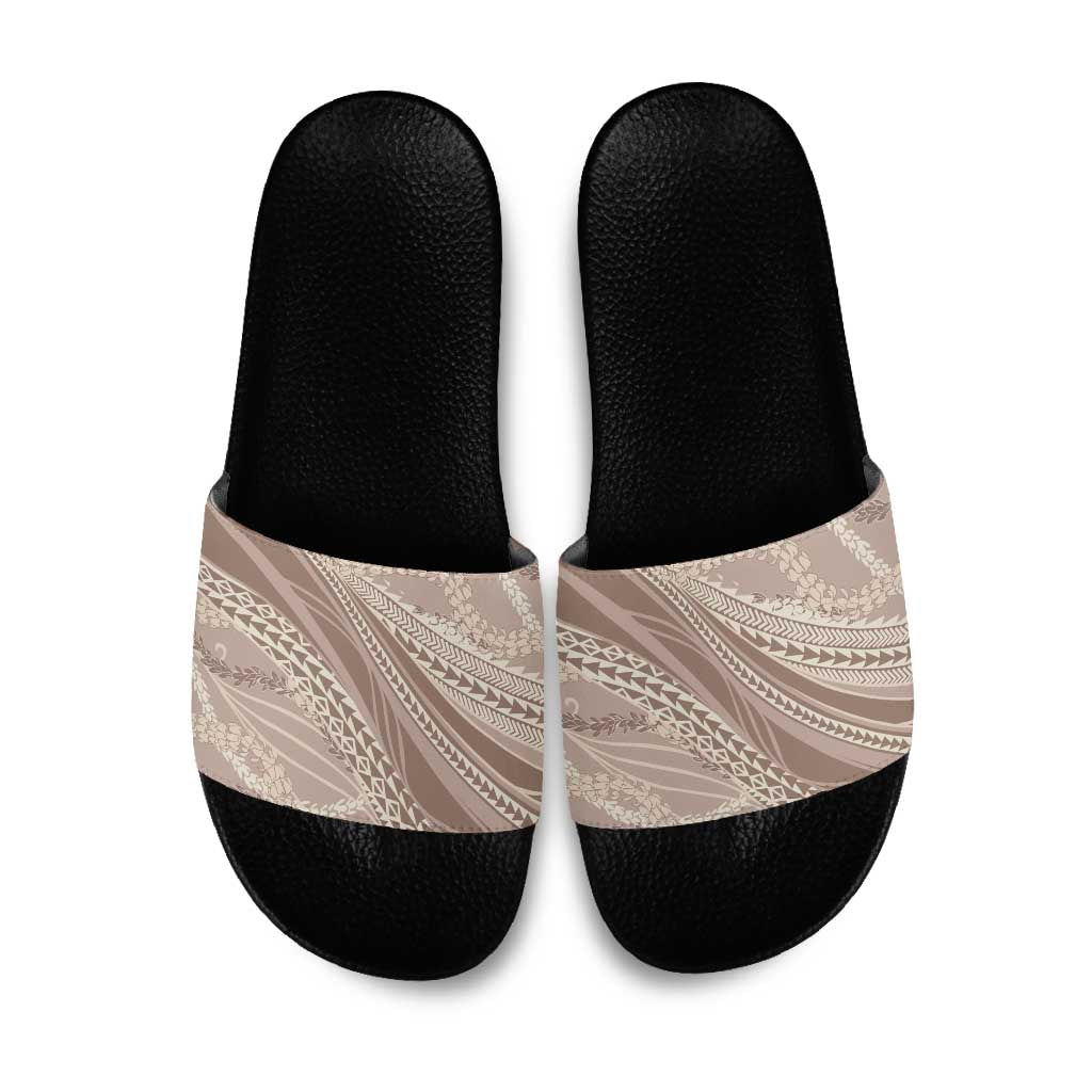 Polynesian Puakeniken Pikake Twisted Lei Slide Sandals Beige - Polynesian Pride