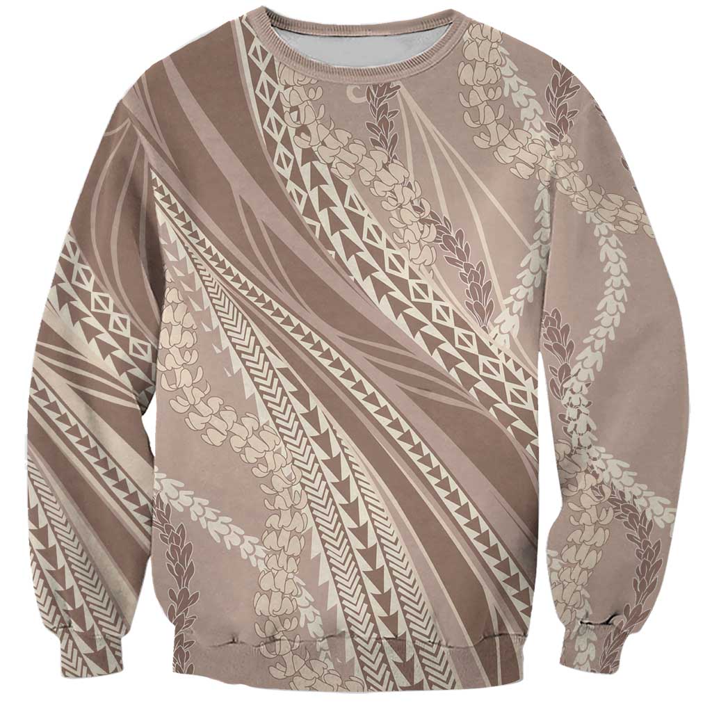 Polynesian Puakeniken Pikake Twisted Lei Sweatshirt Beige LT7 Unisex Beige - Polynesian Pride