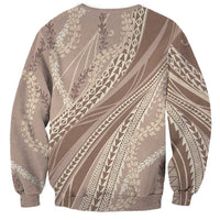 Polynesian Puakeniken Pikake Twisted Lei Sweatshirt Beige LT7 - Polynesian Pride