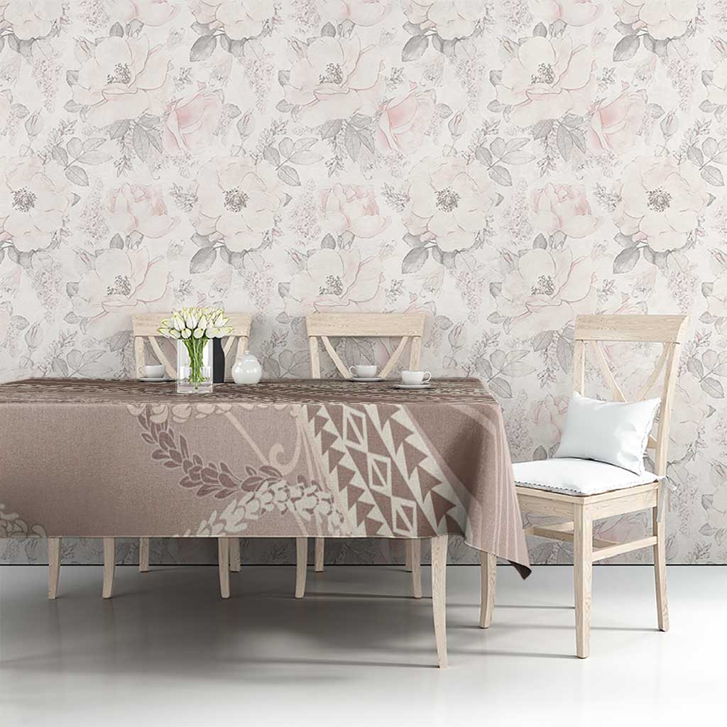 Polynesian Puakeniken Pikake Twisted Lei Tablecloth Beige - Polynesian Pride