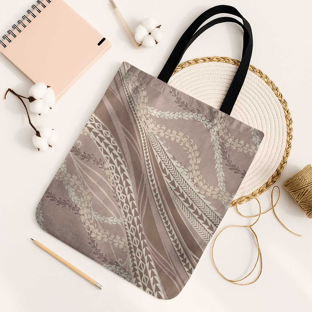Polynesian Puakeniken Pikake Twisted Lei Tote Bag Beige LT7 Black Strap One Size Beige - Polynesian Pride