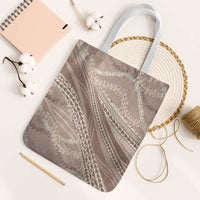 Polynesian Puakeniken Pikake Twisted Lei Tote Bag Beige LT7 White Strap One Size Beige - Polynesian Pride