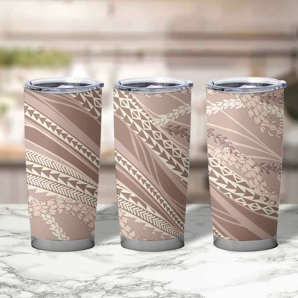Polynesian Puakeniken Pikake Twisted Lei Tumbler Cup Beige - Polynesian Pride