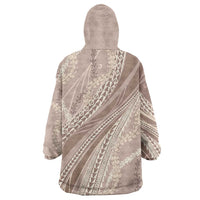 Polynesian Puakeniken Pikake Twisted Lei Wearable Blanket Hoodie Beige - Polynesian Pride