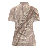 Polynesian Puakeniken Pikake Twisted Lei Women Polo Shirt Beige - Polynesian Pride