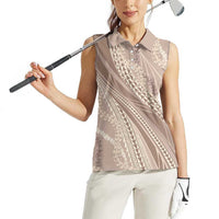 Polynesian Puakeniken Pikake Twisted Lei Women Sleeveless Polo Shirt Beige LT7 - Polynesian Pride