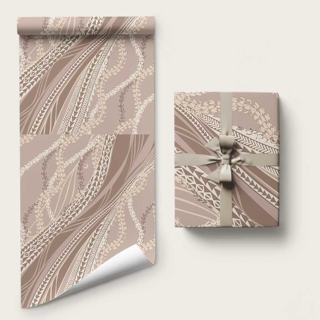 Polynesian Puakeniken Pikake Twisted Lei Wrapping Paper Beige