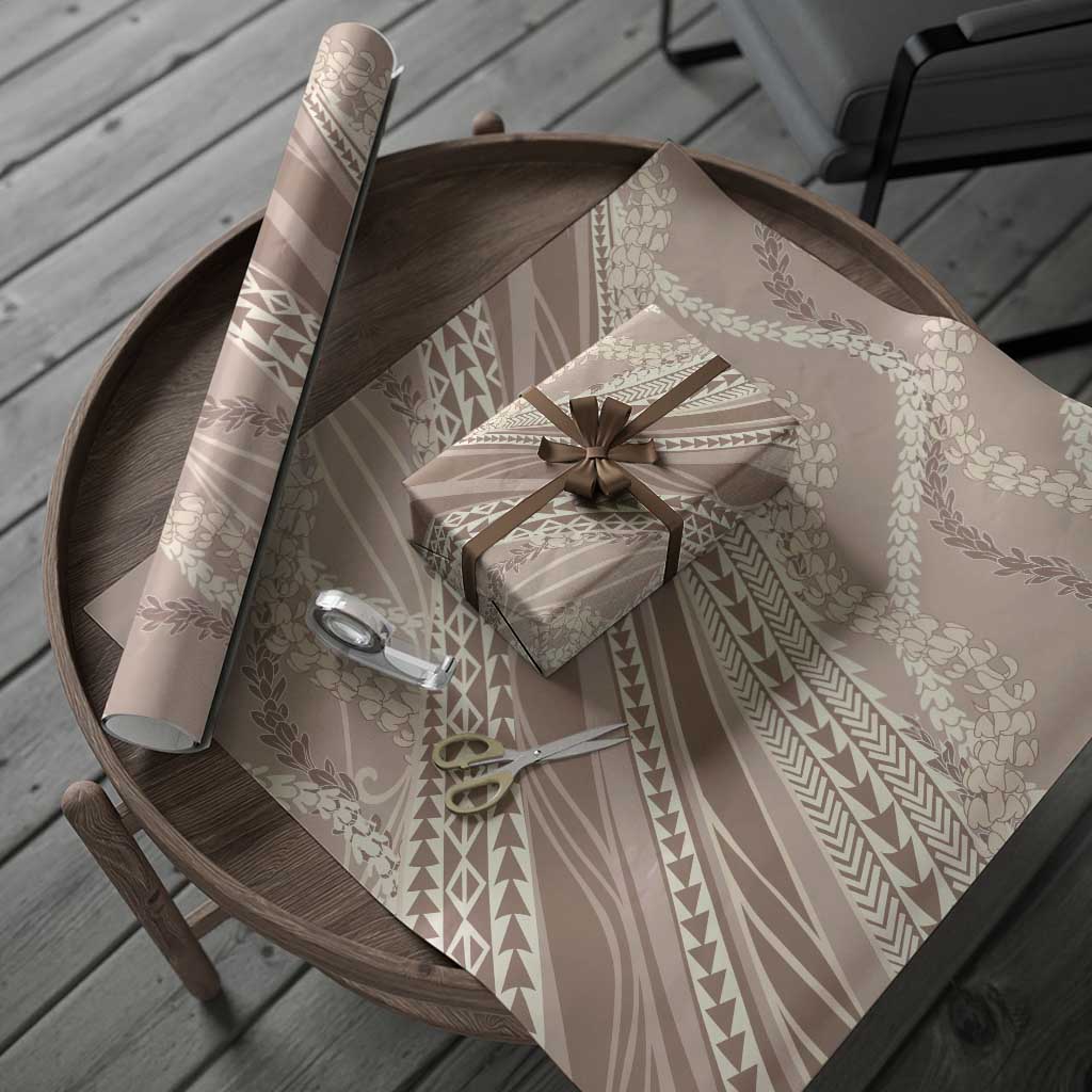 Polynesian Puakeniken Pikake Twisted Lei Wrapping Paper Beige