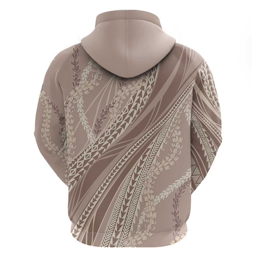 Polynesian Puakeniken Pikake Twisted Lei Zip Hoodie Beige - Polynesian Pride