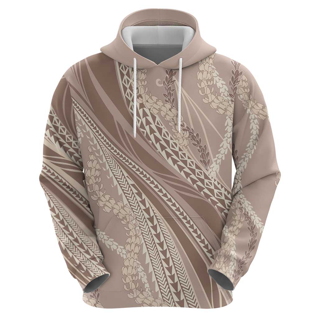 Polynesian Puakeniken Pikake Twisted Lei Zip Hoodie Beige - Polynesian Pride