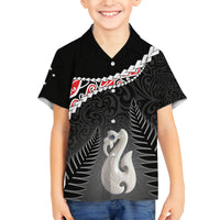 Personalised New Zealand Maori Family Matching Tank Maxi Dress and Hawaiian Shirt Manaia Mix Koru LT7 Son's Shirt Black - Polynesian Pride