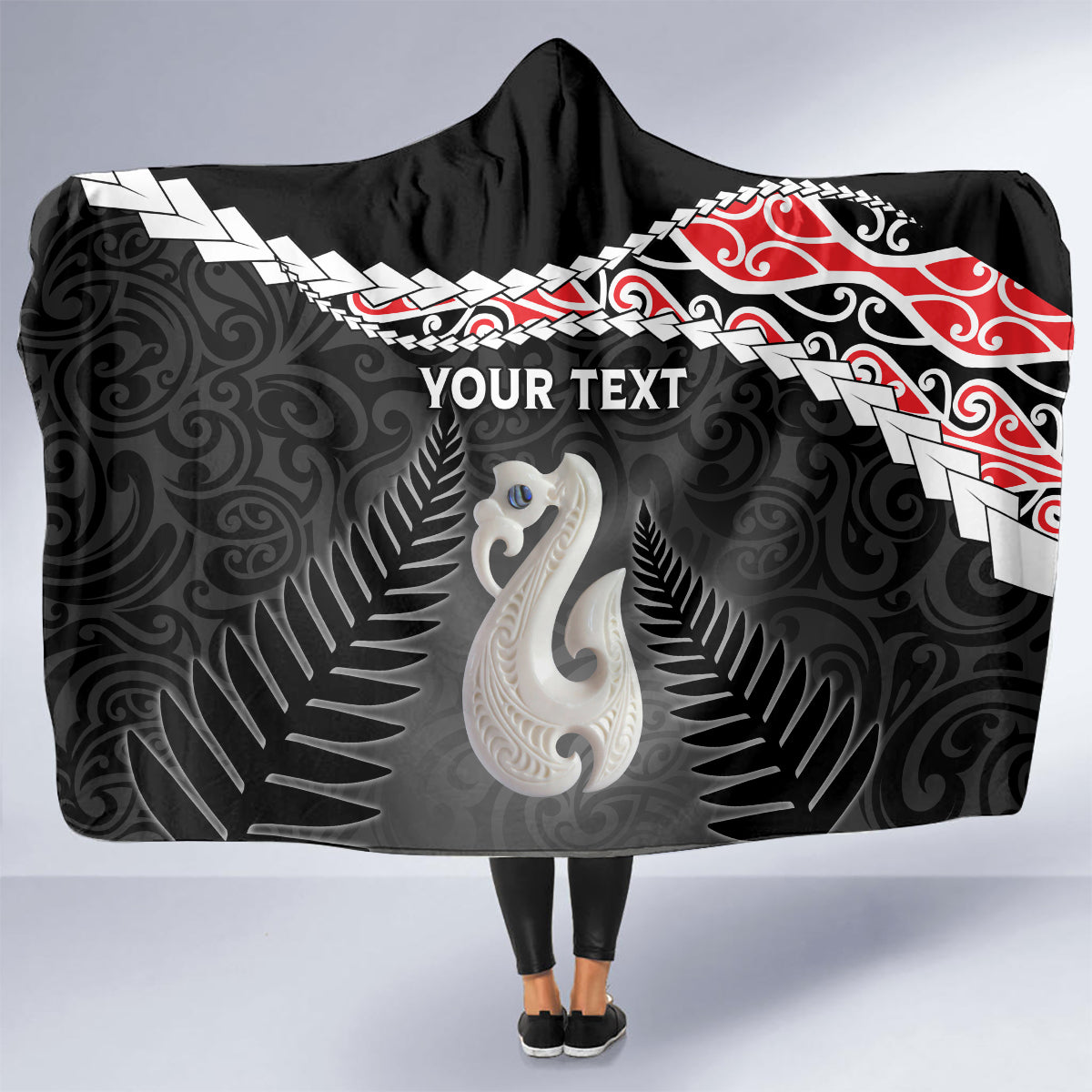 Personalised New Zealand Maori Hooded Blanket Manaia Mix Koru LT7 - Polynesian Pride