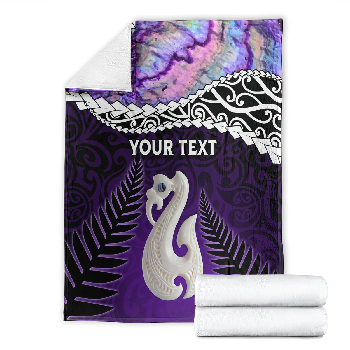 Personalised New Zealand Maori Blanket Manaia Paua Shell Purple LT7 - Polynesian Pride