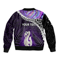 Personalised New Zealand Maori Bomber Jacket Manaia Paua Shell Purple LT7 - Polynesian Pride