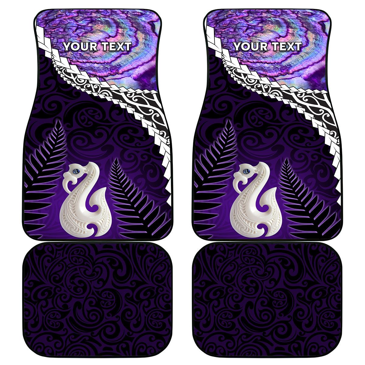 Personalised New Zealand Maori Car Mats Manaia Paua Shell Purple LT7 Purple - Polynesian Pride