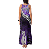 Personalised New Zealand Maori Family Matching Tank Maxi Dress and Hawaiian Shirt Manaia Paua Shell Purple LT7 - Polynesian Pride