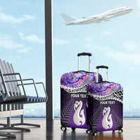 Personalised New Zealand Maori Luggage Cover Manaia Paua Shell Purple LT7 - Polynesian Pride