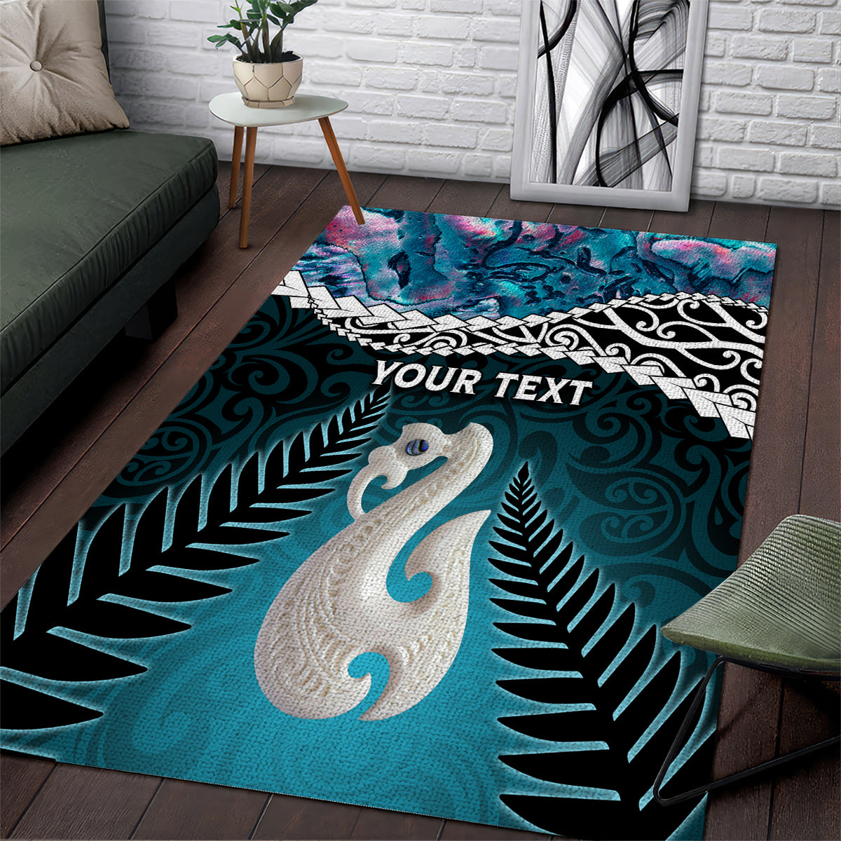 Personalised New Zealand Maori Area Rug Manaia Paua Shell Turquoise LT7 Turquoise - Polynesian Pride