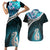 Personalised New Zealand Maori Couples Matching Short Sleeve Bodycon Dress and Hawaiian Shirt Manaia Paua Shell Turquoise LT7 Turquoise - Polynesian Pride