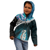 Personalised New Zealand Maori Kid Hoodie Manaia Paua Shell Turquoise LT7 - Polynesian Pride