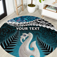 Personalised New Zealand Maori Round Carpet Manaia Paua Shell Turquoise LT7 Turquoise - Polynesian Pride