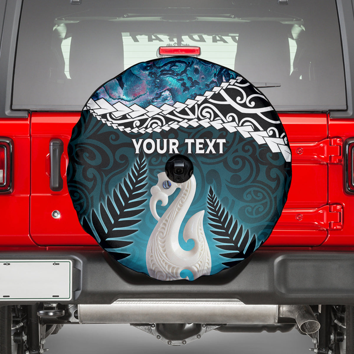 Personalised New Zealand Maori Spare Tire Cover Manaia Paua Shell Turquoise LT7 - Polynesian Pride
