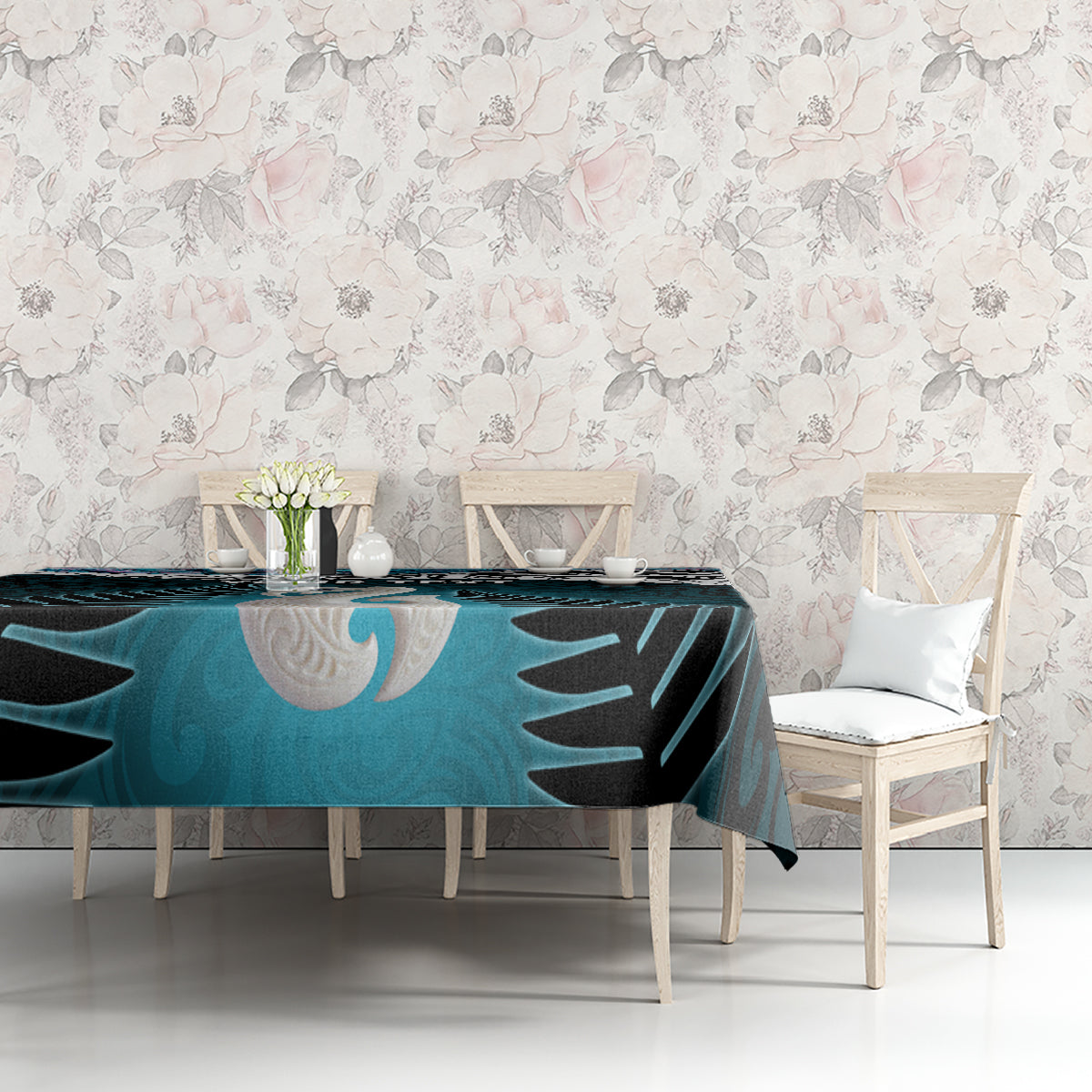 Personalised New Zealand Maori Tablecloth Manaia Paua Shell Turquoise LT7 - Polynesian Pride