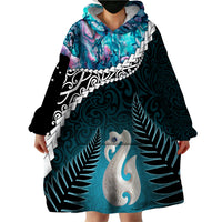 Personalised New Zealand Maori Wearable Blanket Hoodie Manaia Paua Shell Turquoise LT7 - Polynesian Pride
