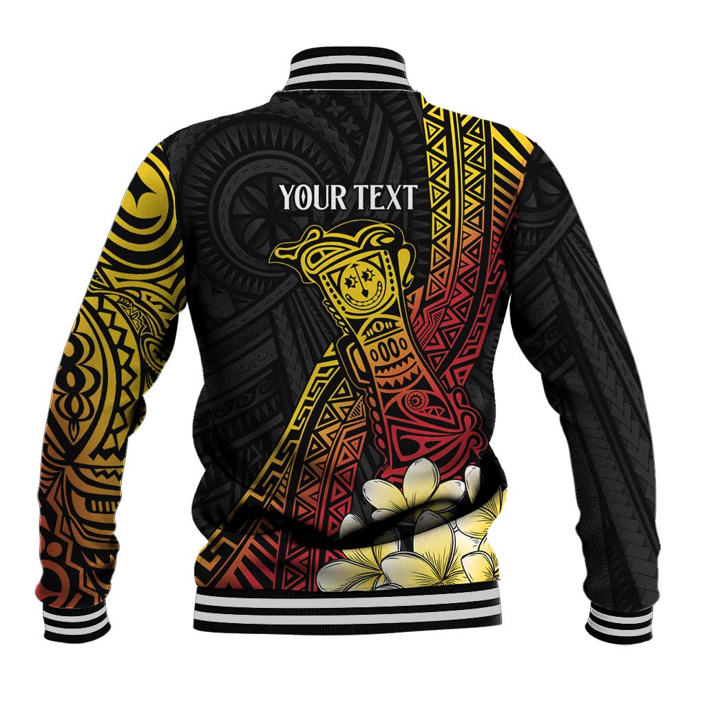 Personalized Papua New Guinea Baseball Jacket Kundu Drum Carving Motifs