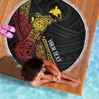 Personalized Papua New Guinea Beach Blanket Kundu Drum Carving Motifs