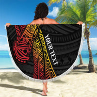 Personalized Papua New Guinea Beach Blanket Kundu Drum Carving Motifs