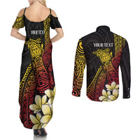 Personalized Papua New Guinea Couples Matching Summer Maxi Dress and Long Sleeve Button Shirt Kundu Drum Carving Motifs