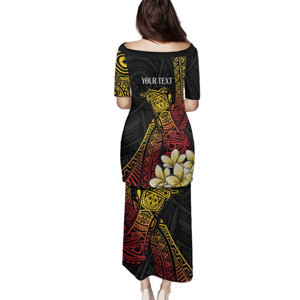 Personalized Papua New Guinea Family Matching Puletasi and Hawaiian Shirt Kundu Drum Carving Motifs