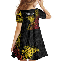 Personalized Papua New Guinea Family Matching Short Sleeve Bodycon Dress and Hawaiian Shirt Kundu Drum Carving Motifs
