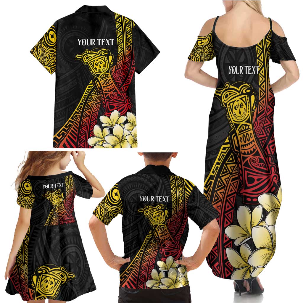 Personalized Papua New Guinea Family Matching Summer Maxi Dress and Hawaiian Shirt Kundu Drum Carving Motifs