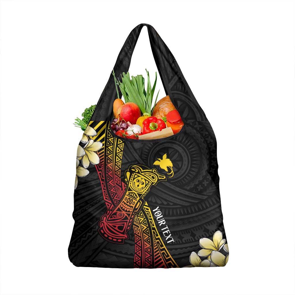 Personalized Papua New Guinea Grocery Bag Kundu Drum Carving Motifs