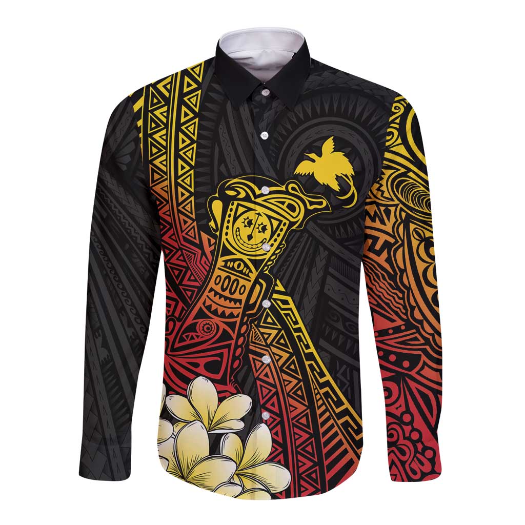 Personalized Papua New Guinea Long Sleeve Button Shirt Kundu Drum Carving Motifs