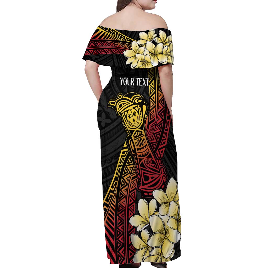 Personalized Papua New Guinea Off Shoulder Maxi Dress Kundu Drum Carving Motifs