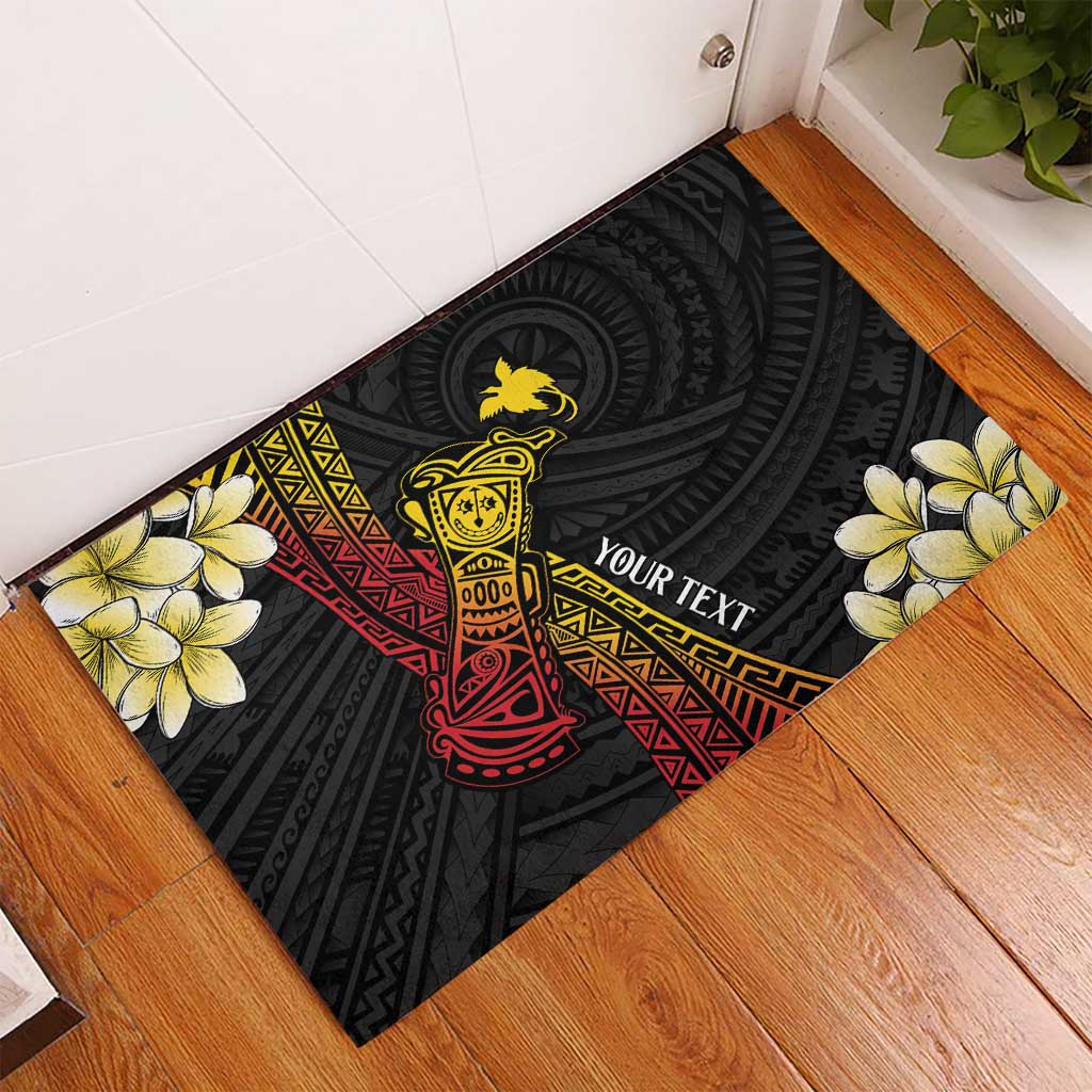 Personalized Papua New Guinea Rubber Doormat Kundu Drum Carving Motifs