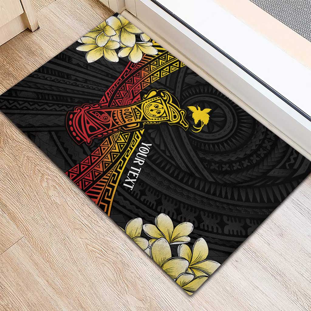 Personalized Papua New Guinea Rubber Doormat Kundu Drum Carving Motifs