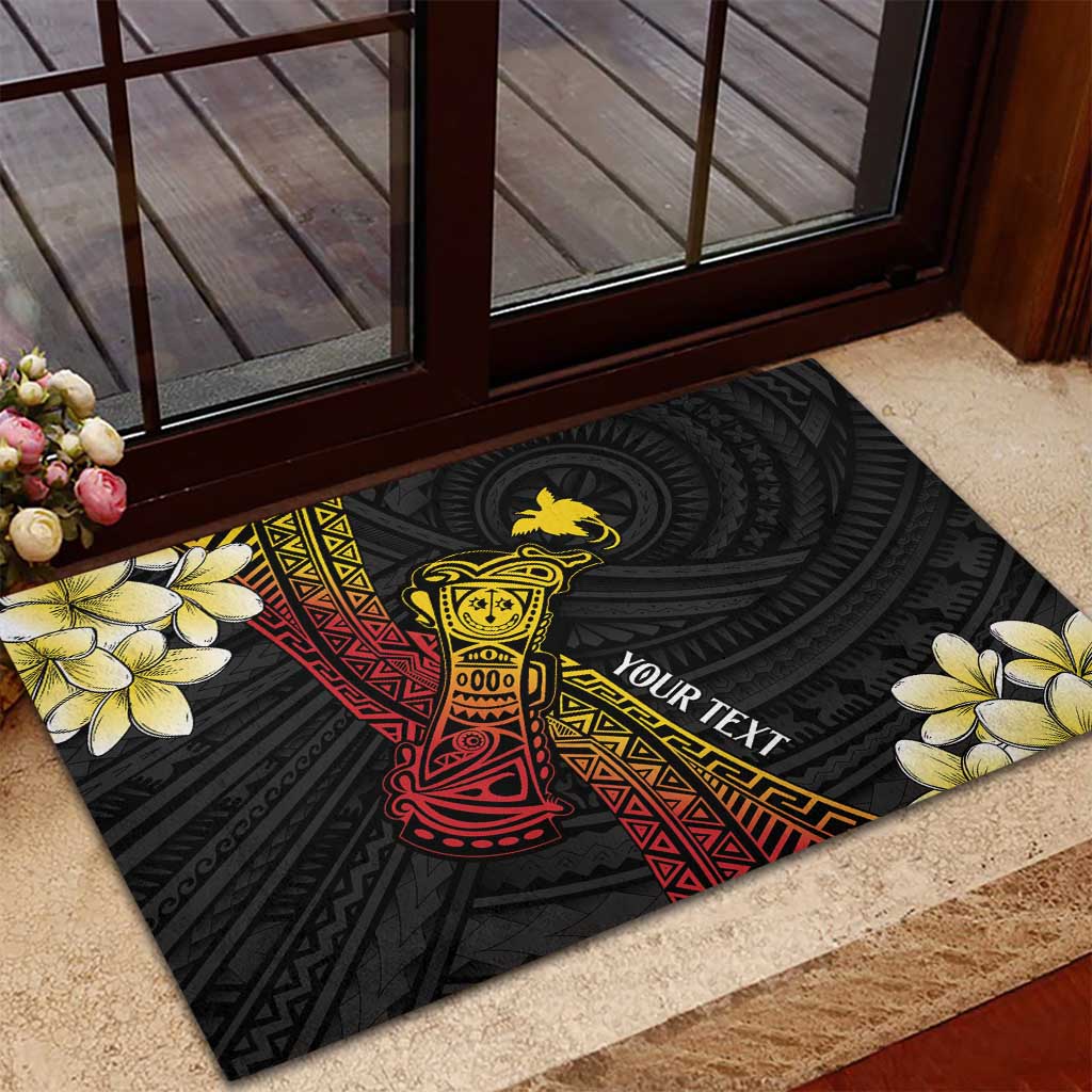 Personalized Papua New Guinea Rubber Doormat Kundu Drum Carving Motifs