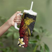 Personalized Papua New Guinea Tumbler With Handle Kundu Drum Carving Motifs LT7 - Polynesian Pride