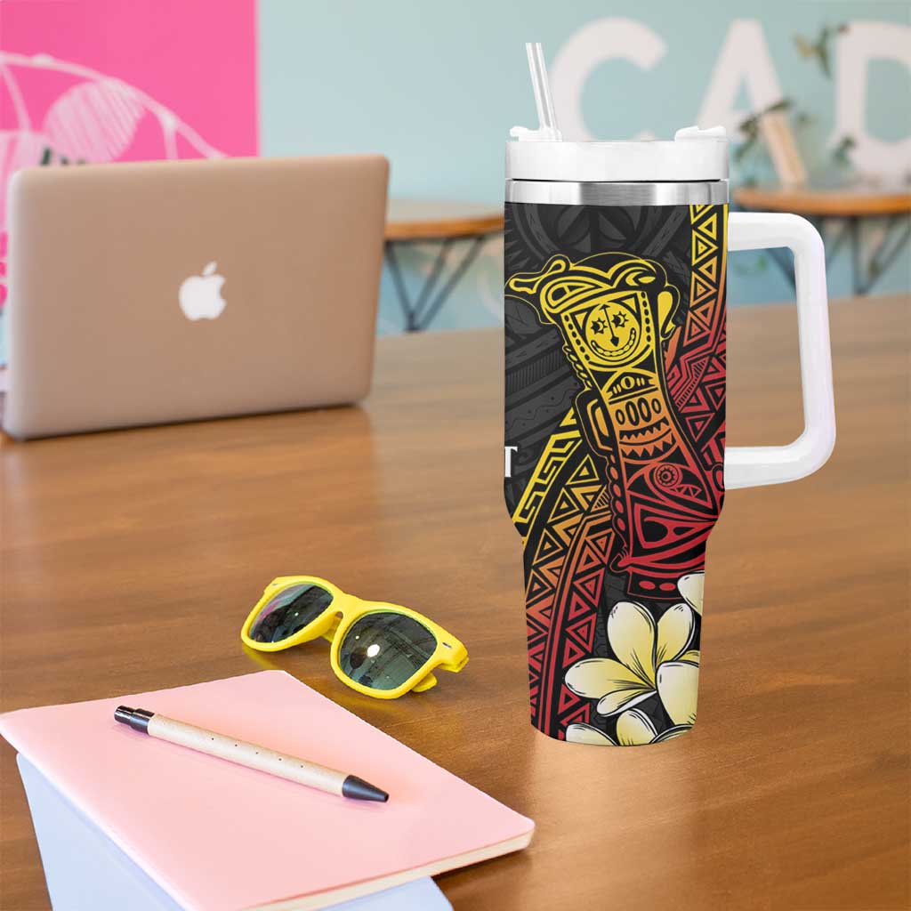 Personalized Papua New Guinea Tumbler With Handle Kundu Drum Carving Motifs LT7 - Polynesian Pride