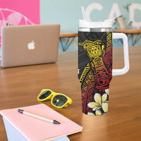Personalized Papua New Guinea Tumbler With Handle Kundu Drum Carving Motifs LT7 - Polynesian Pride