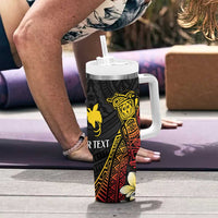 Personalized Papua New Guinea Tumbler With Handle Kundu Drum Carving Motifs LT7 - Polynesian Pride