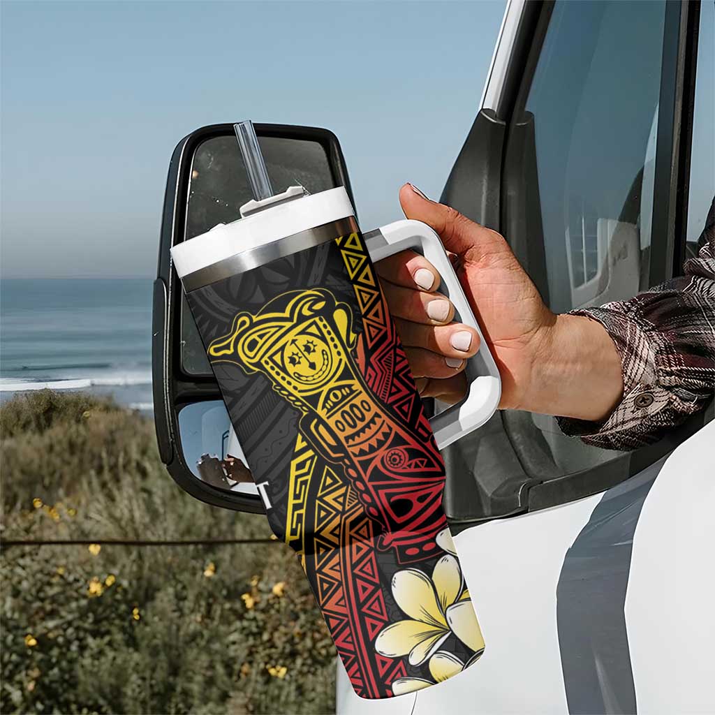 Personalized Papua New Guinea Tumbler With Handle Kundu Drum Carving Motifs LT7 - Polynesian Pride