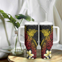 Personalized Papua New Guinea Tumbler With Handle Kundu Drum Carving Motifs LT7 - Polynesian Pride
