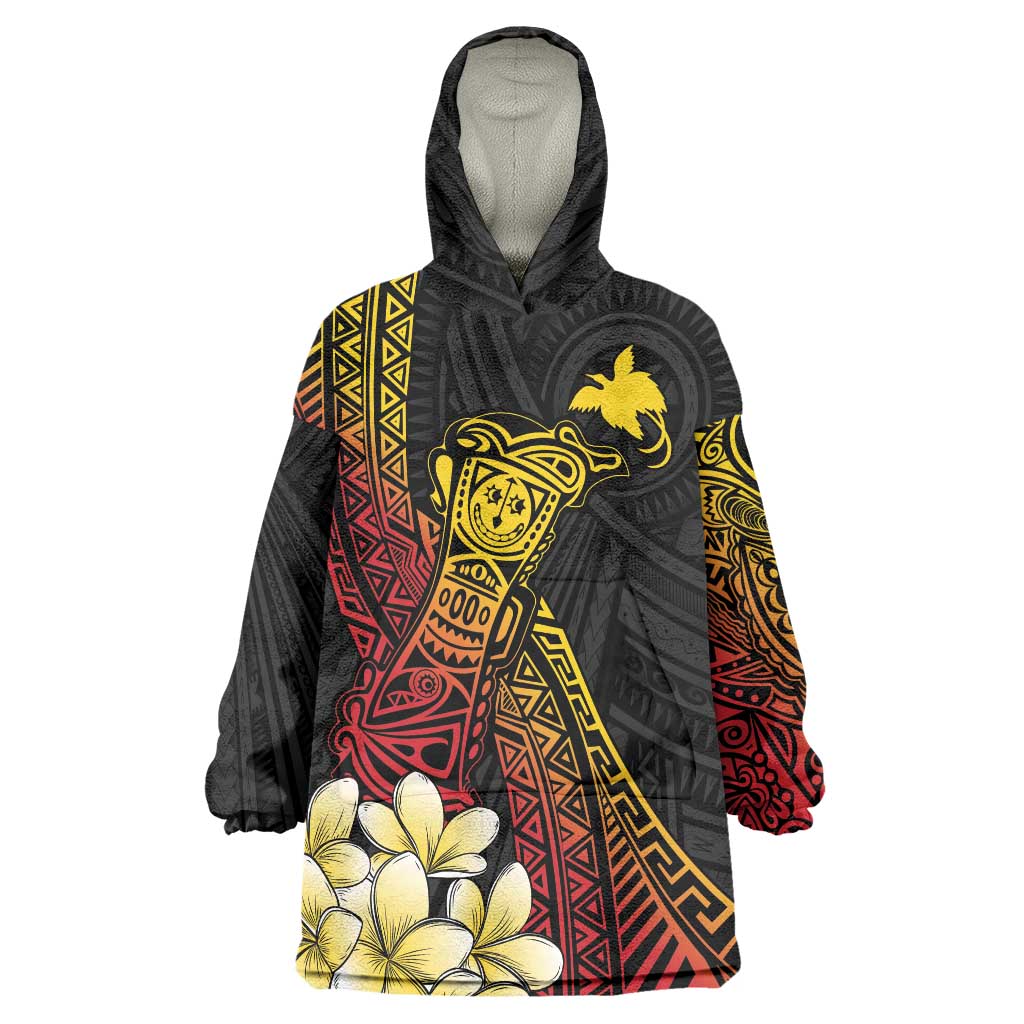 Personalized Papua New Guinea Wearable Blanket Hoodie Kundu Drum Carving Motifs