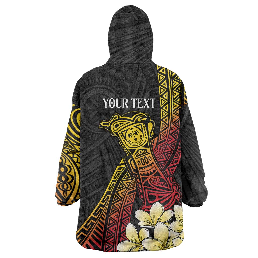 Personalized Papua New Guinea Wearable Blanket Hoodie Kundu Drum Carving Motifs